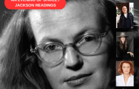 A photo collage of the program guests and author, Shirley Jackson