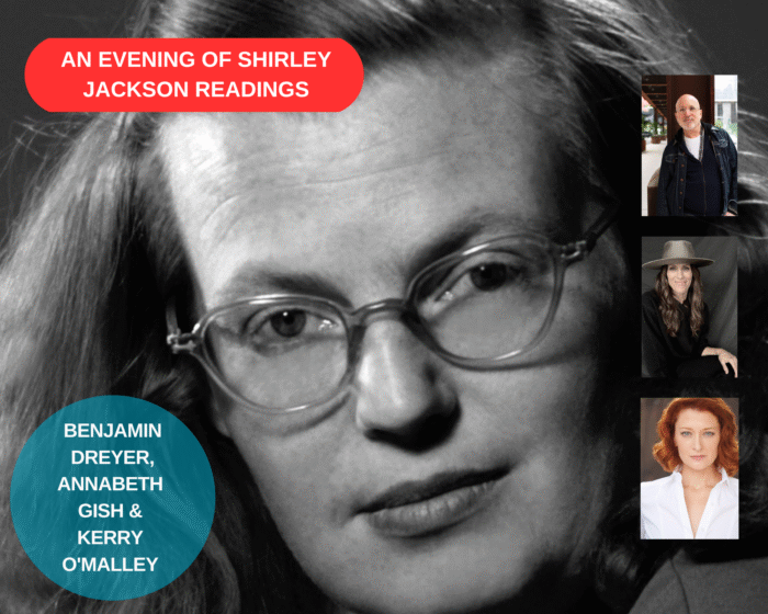 A photo collage of the program guests/actors and author, Shirley Jackson.